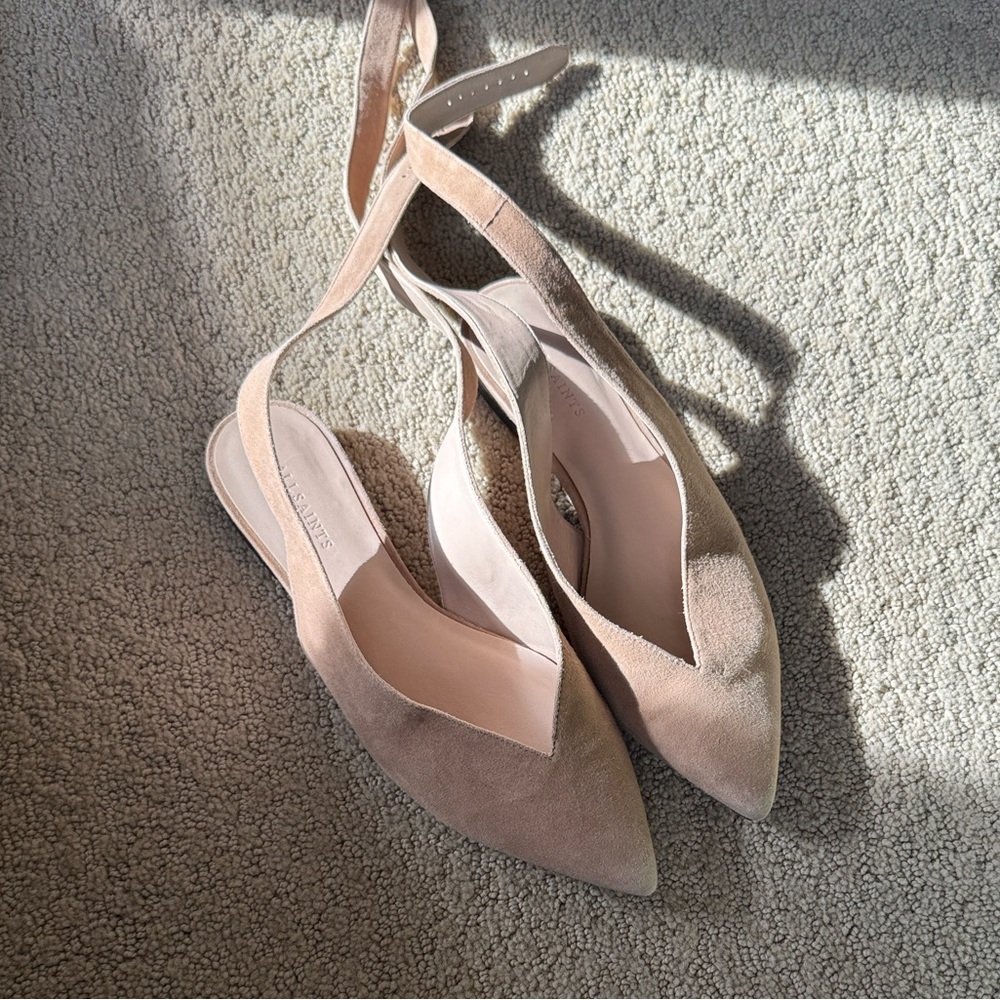 All Saints Cory Leather Ankle Wrap Flats